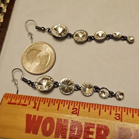 Long Clear Glass Earrings - Picture 6 of 6